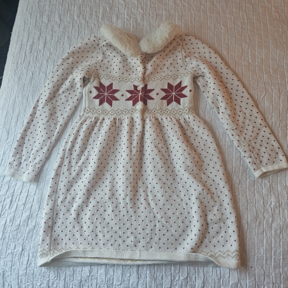 Janie & Jack Faux Ivory Sweater Dress Size 5 - Picture 5 of 7